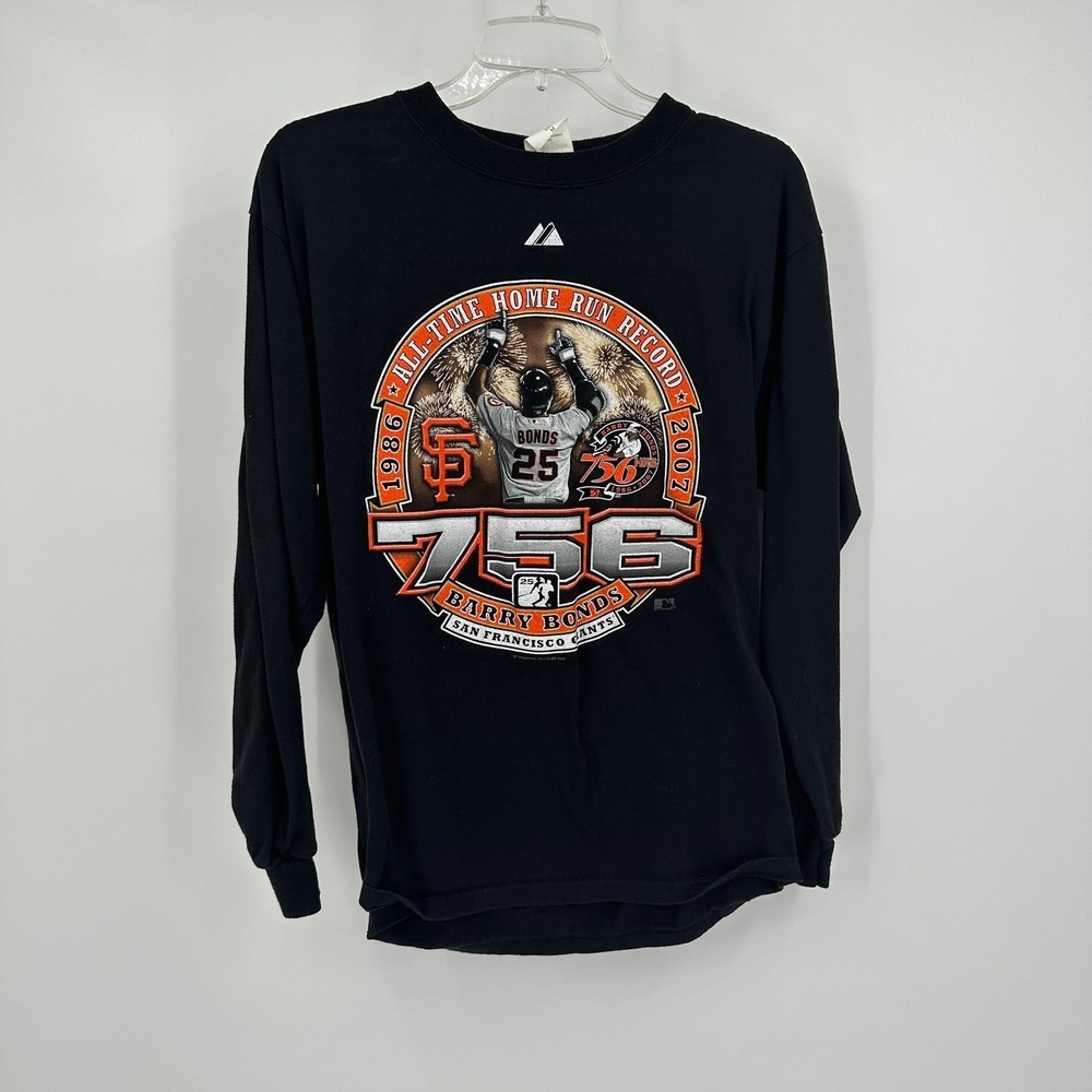 Majestic Barry Bonds San Francisco Giants Home Run Record Long Sleeve Shirt Sz M